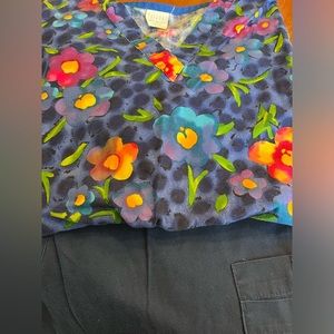 Blue Floral Scrub Set